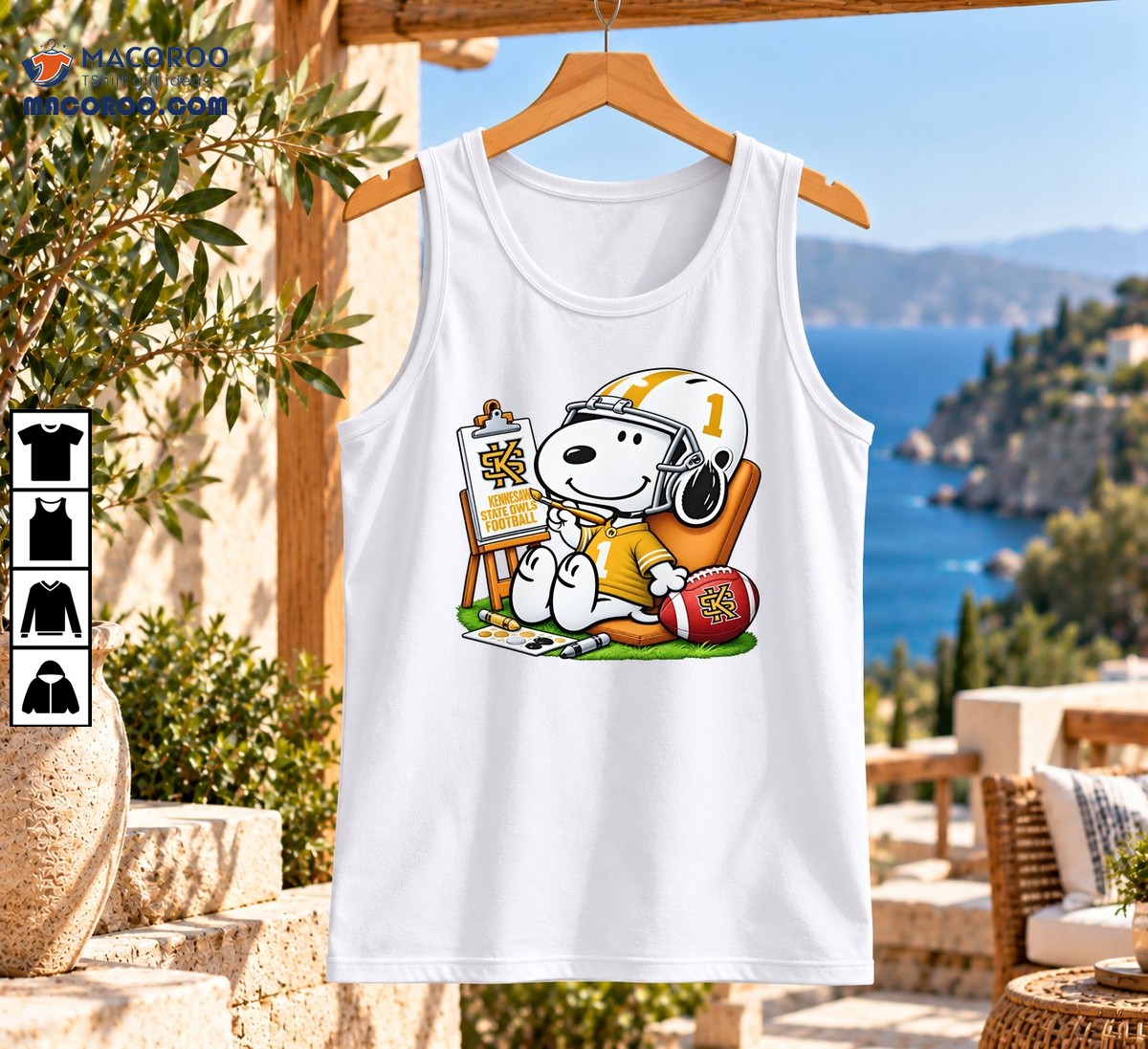 Kennesaw State Owls Football Number 1 Snoopy Painting Shirt Kennesaw State Owls Football Number 1 Snoopy Painting Shirt