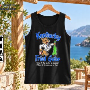 Kentucky Fried Gator vintage cartoon shirt with orange wildcat holding green alligator and blue lettering