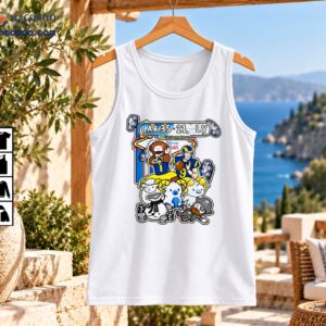LAR 35-21 LV CornDoggy Sports cartoon scoreboard with ram mascot, football player, sheep and defeated pirate