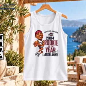 LeBron James Cleveland Cavaliers 2004 Rookie of the Year caricature graphic with basketball, lettering and signature