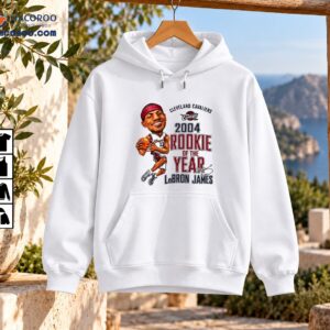 LeBron James Cleveland Cavaliers 2004 Rookie of the Year caricature graphic with basketball, lettering and signature