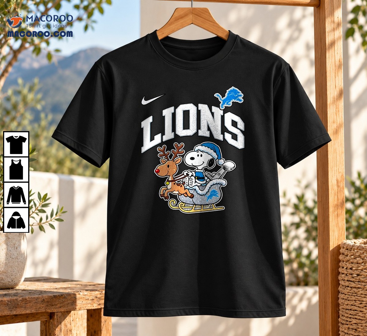 Lions Christmas Reindeer Sleigh Cartoon Shirt Lions Christmas Reindeer Sleigh Cartoon Shirt