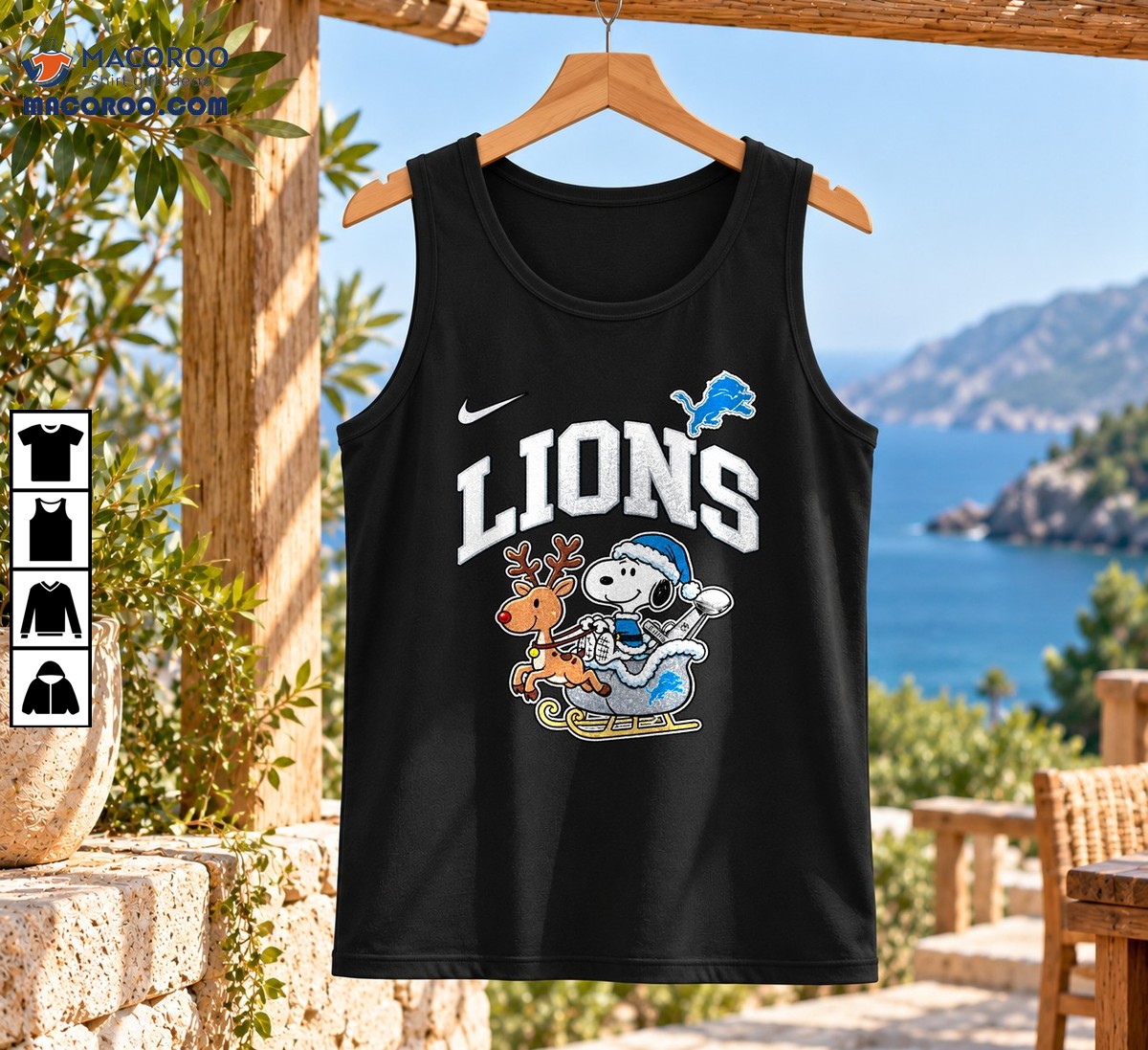 Lions Christmas Reindeer Sleigh Cartoon Shirt Lions Christmas Reindeer Sleigh Cartoon Shirt