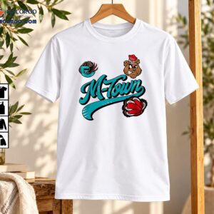 M-Town Teal Script Bear Basketball Graphic Shirt