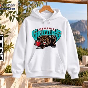 Memphis Grizzlies graphic with teal lettering, red Memphis text, and a fierce brown bear holding a red basketball