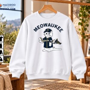 Meowaukee Milwaukee Baseball Cat With Hot Dog Graphic Shirt