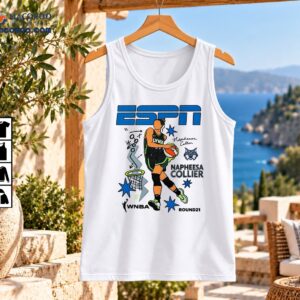 Napheesa Collier Minnesota Lynx basketball graphic with blue ESPN lettering, starbursts, lynx logo and WNBA text
