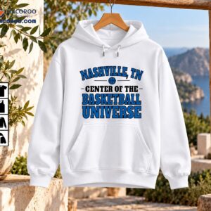 Nashville TN Center Of The Basketball Universe blue varsity lettering and basketball graphic