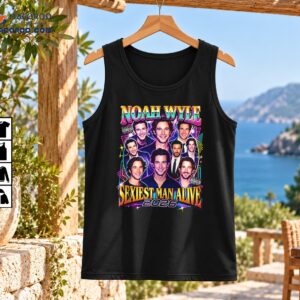 Noah Wyle Sexiest Man Alive 2026 shirt design with colorful portraits, neon accents, and retro metallic lettering