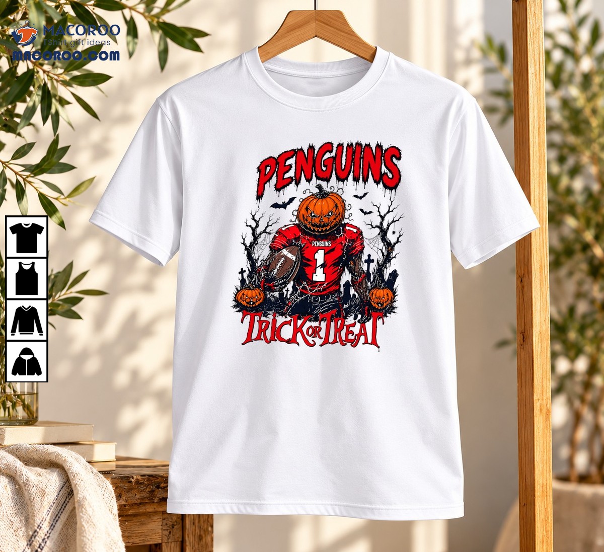 Penguins Football Trick Or Treat Halloween Pumpkin Player Shirt Penguins Football Trick Or Treat Halloween Pumpkin Player Shirt
