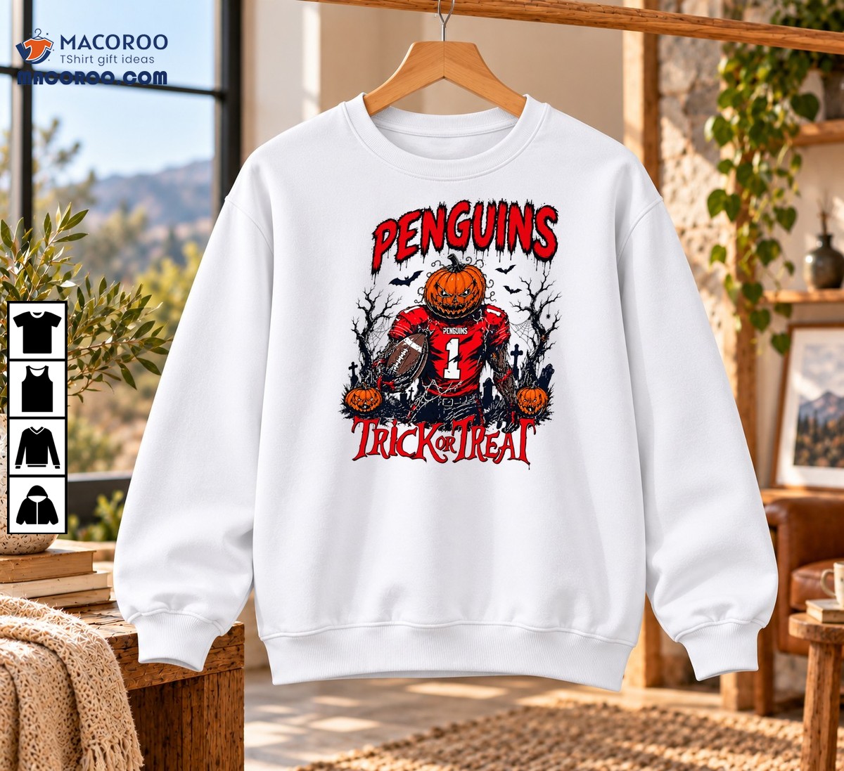 Penguins Football Trick Or Treat Halloween Pumpkin Player Shirt Penguins Football Trick Or Treat Halloween Pumpkin Player Shirt