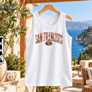 Vintage SAN FRANCISCO wordmark in distressed orange and brown lettering above an oval SF football emblem