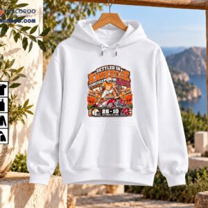 Settled In Knoxville Tennessee Volunteers 26-10 Football Victory Shirt 3 Tennessee Volunteers Settled In Knoxville 26-10 football victory graphic with player, elephant, stadium, and helmets