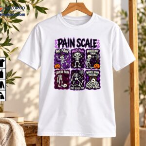 Skeleton Pain Scale Halloween Chart Spooky Graphic Shirt