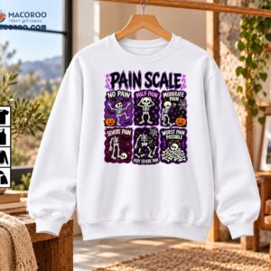 Skeleton Pain Scale Halloween Chart Spooky Graphic Shirt