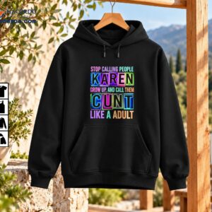Colorful sarcastic Karen shirt design with neon block letters, glitter textures, and a bold adult humor slogan