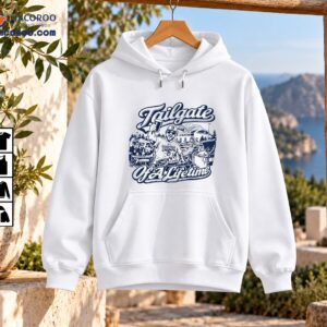 Tailgate Of A Lifetime World Series Champs navy vintage baseball graphic with cheering fan, grill and stadium