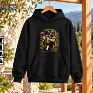 The Final Season Pittsburgh Steelers Aaron Rodgers Football Shirt 3 Aaron Rodgers football graphic with number 8, black and gold uniform, Steelers lettering, signature-style detail, and geometric frame