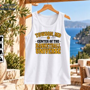 Towson MD Center of the Basketball Universe varsity graphic with gold lettering, black outlines and basketball icon