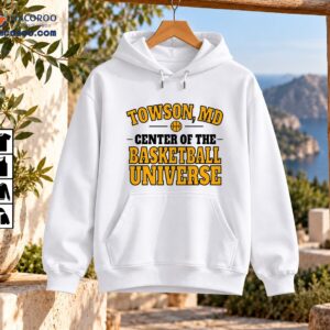 Towson MD Center of the Basketball Universe varsity graphic with gold lettering, black outlines and basketball icon