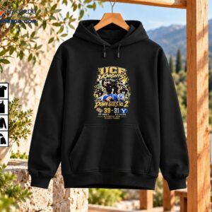 UCF Knights Down Goes No 2 BYU Cougars Football Graphic Shirt 3 UCF Knights Down Goes No. 2 BYU Cougars football graphic with players, 39-31 scoreboard, and gold lettering