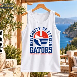 University of Florida Gators vintage logo graphic with blue lettering, orange emblem, white alligator and 1853 text