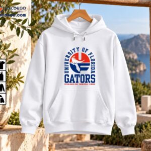 University of Florida Gators vintage logo graphic with blue lettering, orange emblem, white alligator and 1853 text