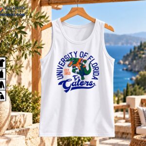 University of Florida Go Gators vintage shirt design with green alligator mascot, orange jersey, and EST. 1853 text