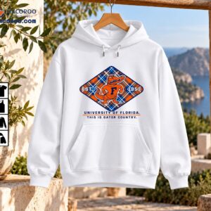 University of Florida This Is Gator Country EST 1853 shirt design with orange alligator mascot and blue plaid badge