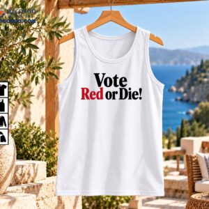 Vote Red or Die political shirt design with bold black serif lettering and vivid red text