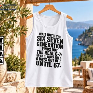 Bold distressed black typography reading Wait Until the Six Seven Generation Finds Out with a humorous workday joke