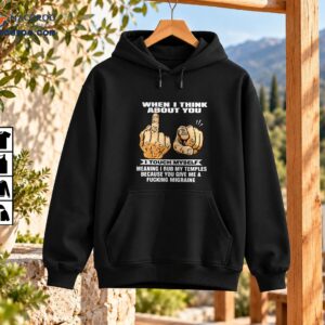 Funny sarcastic shirt design with illustrated hands, distressed lettering, and a migraine-themed punchline