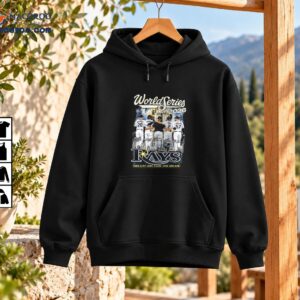 World Series 2026 One City One Team One Dream Rays Shirt 3 World Series 2026 Rays design with five baseball players, golden trophy imagery, bold lettering, and team unity slogan